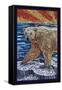 Polar Bear - Paper Mosaic-Lantern Press-Framed Stretched Canvas