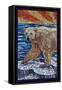 Polar Bear - Paper Mosaic-Lantern Press-Framed Stretched Canvas