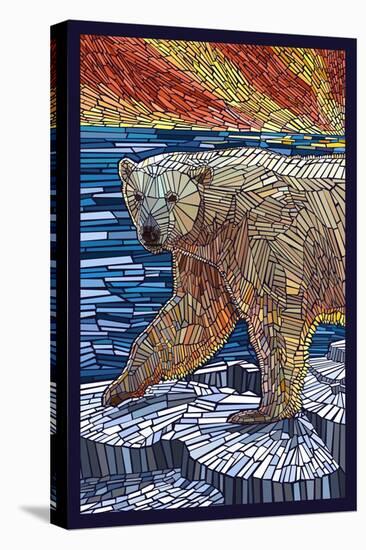 Polar Bear - Paper Mosaic-Lantern Press-Stretched Canvas