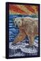 Polar Bear - Paper Mosaic-Lantern Press-Framed Stretched Canvas