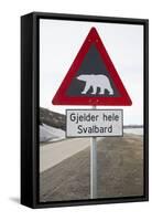 Polar Bear Road Sign-null-Framed Stretched Canvas