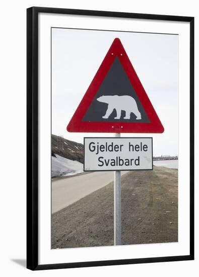 Polar Bear Road Sign-null-Framed Photographic Print