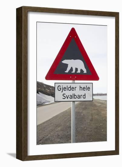 Polar Bear Road Sign-null-Framed Photographic Print