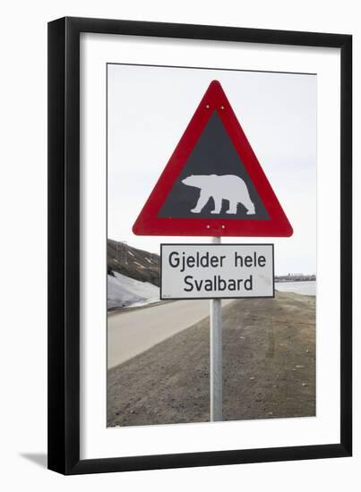 Polar Bear Road Sign-null-Framed Photographic Print