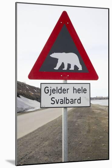 Polar Bear Road Sign-null-Mounted Photographic Print