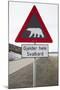 Polar Bear Road Sign-null-Mounted Photographic Print