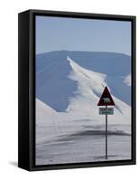 Polar Bear Sign, Longyearbyen, Svalbard, Spitzbergen, Arctic, Norway, Scandinavia, Europe-Milse Thorsten-Framed Stretched Canvas