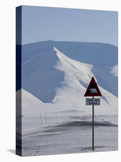 Polar Bear Sign, Longyearbyen, Svalbard, Spitzbergen, Arctic, Norway, Scandinavia, Europe-Milse Thorsten-Stretched Canvas
