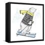 Polar Bear Skier Illustration-Olga_Angelloz-Framed Stretched Canvas