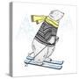 Polar Bear Skier Illustration-Olga_Angelloz-Stretched Canvas