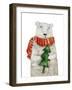 Polar Bear with Christmas Tree. Hand Drawing Illustration-Super Cat-Framed Art Print