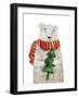 Polar Bear with Christmas Tree. Hand Drawing Illustration-Super Cat-Framed Art Print