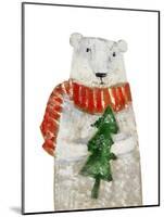 Polar Bear with Christmas Tree. Hand Drawing Illustration-Super Cat-Mounted Art Print