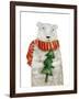 Polar Bear with Christmas Tree. Hand Drawing Illustration-Super Cat-Framed Art Print