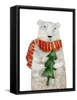 Polar Bear with Christmas Tree. Hand Drawing Illustration-Super Cat-Framed Stretched Canvas