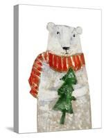 Polar Bear with Christmas Tree. Hand Drawing Illustration-Super Cat-Stretched Canvas