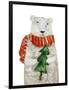 Polar Bear with Christmas Tree. Hand Drawing Illustration-Super Cat-Framed Art Print