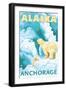 Polar Bears & Cub, Anchorage, Alaska-Lantern Press-Framed Art Print