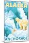 Polar Bears & Cub, Anchorage, Alaska-Lantern Press-Mounted Art Print