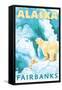 Polar Bears & Cub, Fairbanks, Alaska-Lantern Press-Framed Stretched Canvas