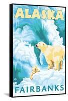 Polar Bears & Cub, Fairbanks, Alaska-Lantern Press-Framed Stretched Canvas