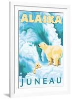 Polar Bears & Cub, Juneau, Alaska-Lantern Press-Framed Art Print