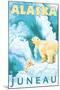 Polar Bears & Cub, Juneau, Alaska-Lantern Press-Mounted Art Print