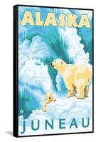 Polar Bears & Cub, Juneau, Alaska-Lantern Press-Framed Stretched Canvas