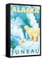 Polar Bears & Cub, Juneau, Alaska-Lantern Press-Framed Stretched Canvas