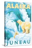 Polar Bears & Cub, Juneau, Alaska-Lantern Press-Stretched Canvas