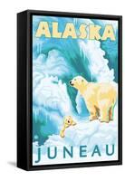 Polar Bears & Cub, Juneau, Alaska-Lantern Press-Framed Stretched Canvas