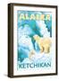 Polar Bears & Cub, Ketchikan, Alaska-Lantern Press-Framed Art Print