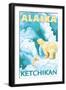 Polar Bears & Cub, Ketchikan, Alaska-Lantern Press-Framed Art Print