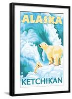 Polar Bears & Cub, Ketchikan, Alaska-Lantern Press-Framed Art Print