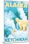 Polar Bears & Cub, Ketchikan, Alaska-Lantern Press-Mounted Art Print