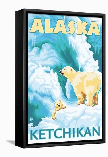 Polar Bears & Cub, Ketchikan, Alaska-Lantern Press-Framed Stretched Canvas