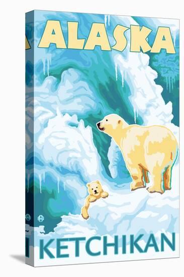 Polar Bears & Cub, Ketchikan, Alaska-Lantern Press-Stretched Canvas