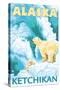 Polar Bears & Cub, Ketchikan, Alaska-Lantern Press-Stretched Canvas
