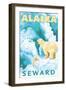 Polar Bears & Cub, Seward, Alaska-Lantern Press-Framed Art Print