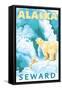 Polar Bears & Cub, Seward, Alaska-Lantern Press-Framed Stretched Canvas