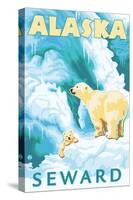 Polar Bears & Cub, Seward, Alaska-Lantern Press-Stretched Canvas