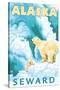 Polar Bears & Cub, Seward, Alaska-Lantern Press-Stretched Canvas