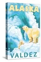 Polar Bears & Cub, Valdez, Alaska-Lantern Press-Stretched Canvas