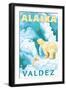 Polar Bears & Cub, Valdez, Alaska-Lantern Press-Framed Art Print