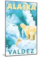 Polar Bears & Cub, Valdez, Alaska-Lantern Press-Mounted Art Print