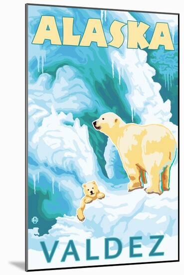 Polar Bears & Cub, Valdez, Alaska-Lantern Press-Mounted Art Print