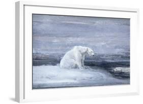 Polar Bears Watching for Seals at an Ice Hole, C1867-1910-John Macallan Swan-Framed Giclee Print