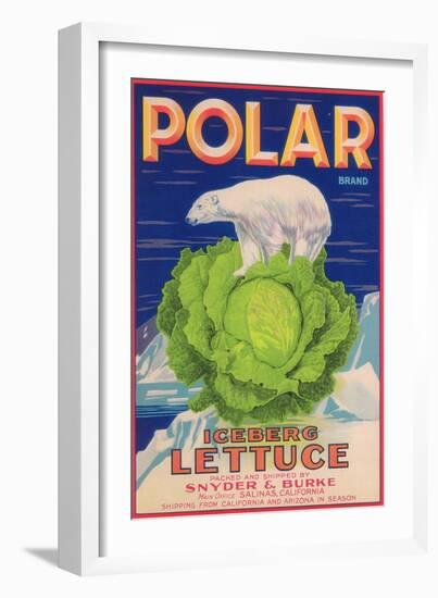 Polar Lettuce Label - Salinas, CA-Lantern Press-Framed Art Print