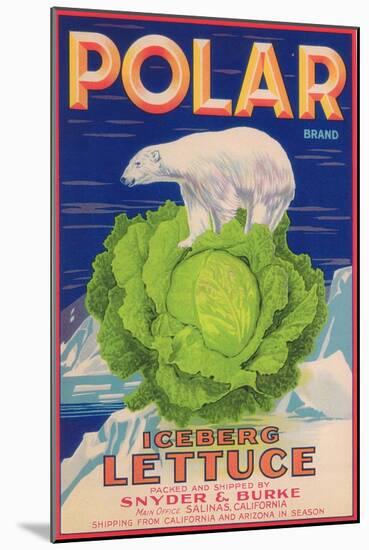 Polar Lettuce Label - Salinas, CA-Lantern Press-Mounted Art Print