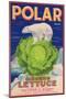 Polar Lettuce Label - Salinas, CA-Lantern Press-Mounted Art Print